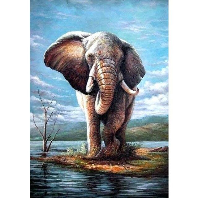 5D Diamond Painting Elephant Full Square Round Drill Mosaic Diamond Embroidery Cross Stitch Rhinestone Pictures Home Decoration