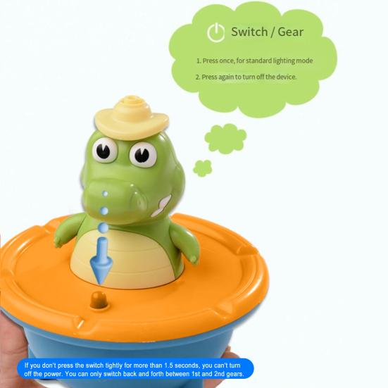 Automatic Spraying Crocodile Bath Toy LED Light & Rotating Shower Head Fun Bathtub Fountain Toy for Boys Girls