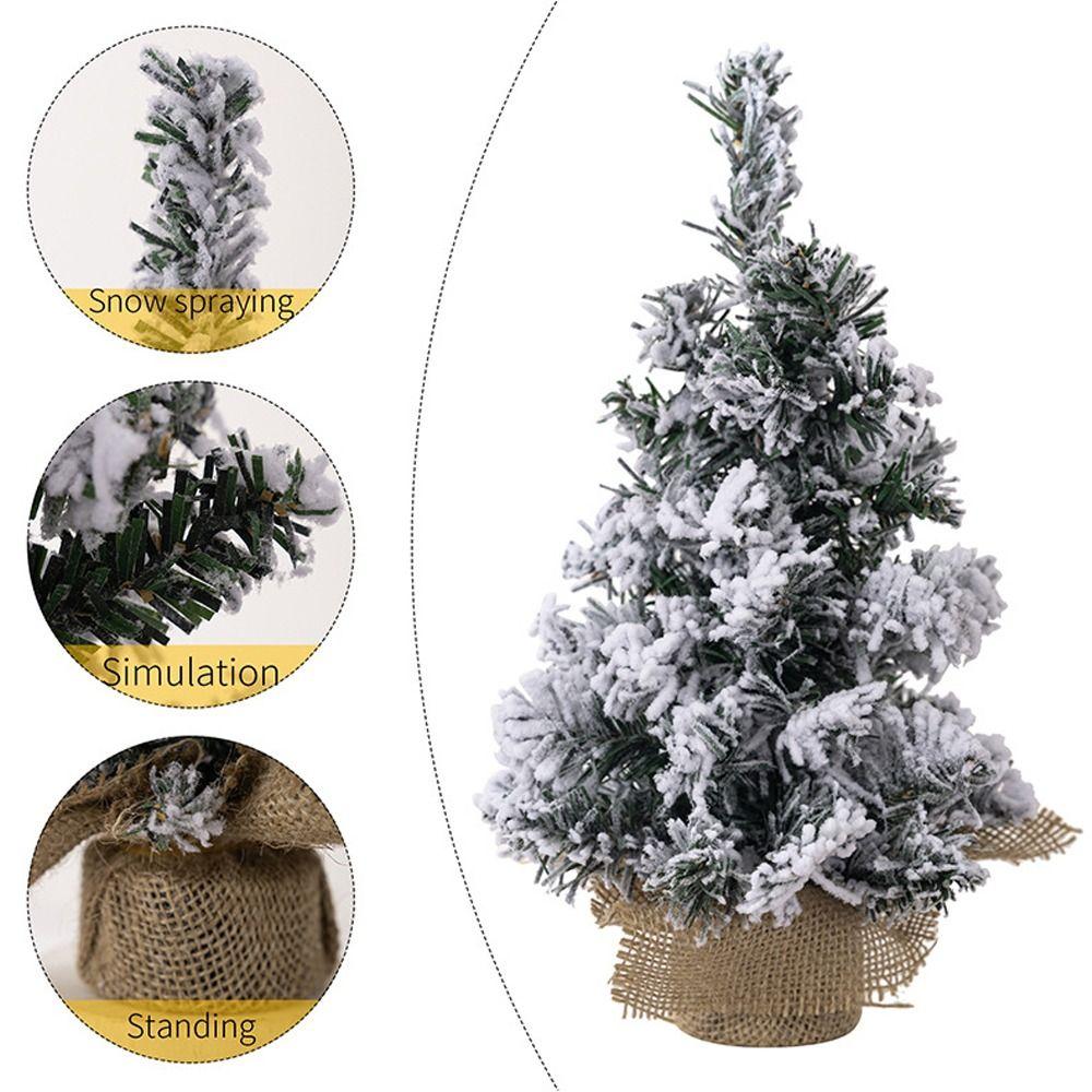 Mini vločkovaný vánoční stromek Plastový umělý borovicový sprej Sníh Vánoční stromek Nový rok