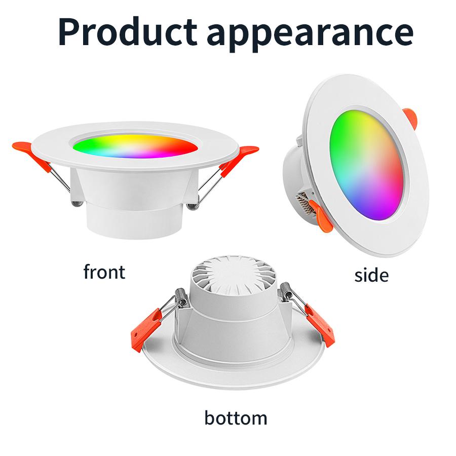 3 KS Vynikající Tuya Bluetooth Chytré Stropní Svítidlo Plnobarevné Stmívání 3 Palce Tuya Bluetooth Ovládání Tuya Stropní Svítidlo 10W 85-265v