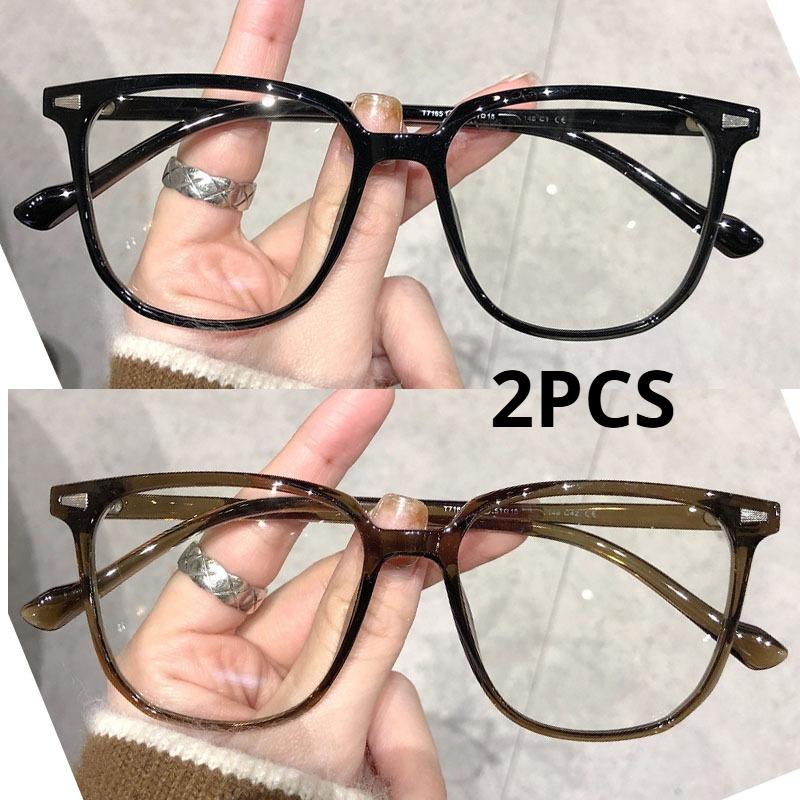 

2 шт. Минималистичные квадратные круглые очки для женщин, Модные элегантные декоративные очки с большой оправой 3.5