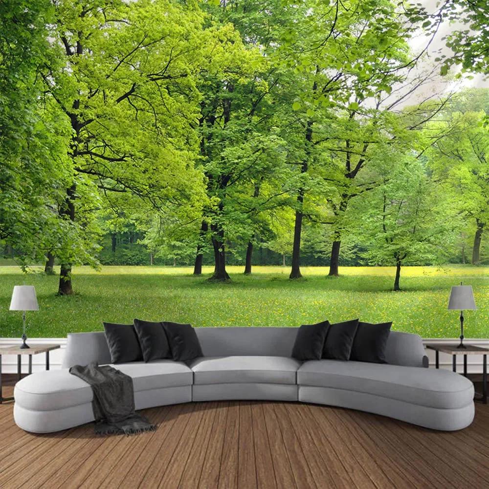 

Large 3D Printed Tapestry Green Forest Landscape Wall Hanging Cloth Hippie Bohemian Home Art Decoration Living Room Wall Decor 74x94cm(29x37in)