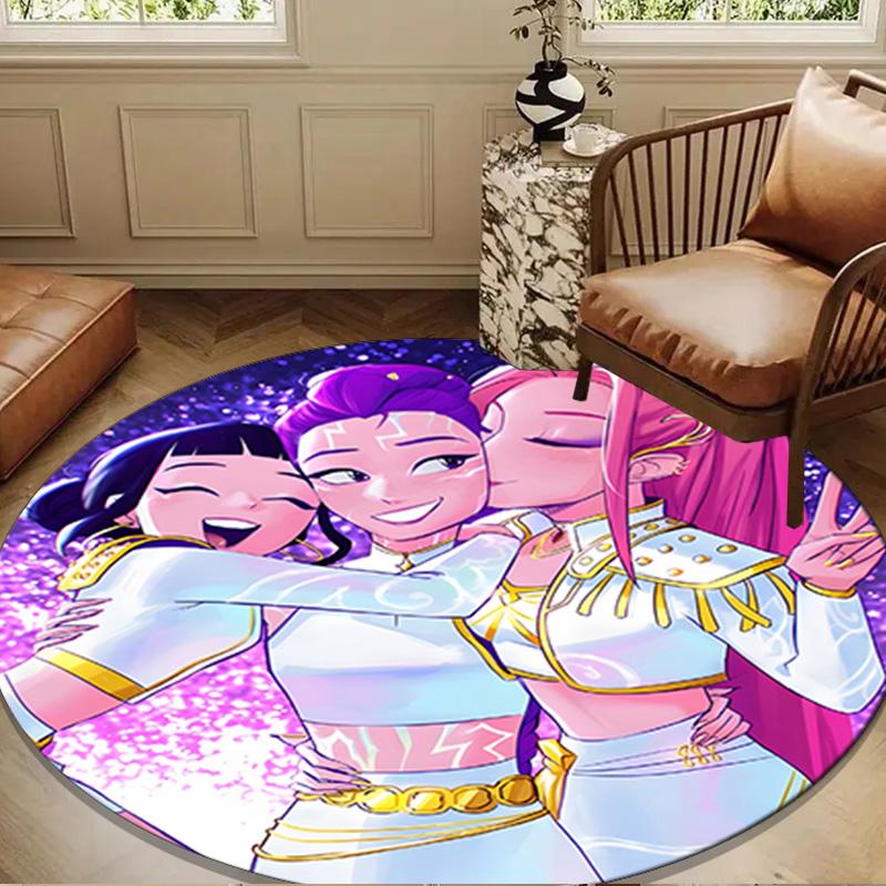 Kpop Cartoon Round Rug for Livingroom,Bedroom, Palyroom, Chair Rug, Area Rug, Circle Carpet, Large Size Fan Christmas Gift