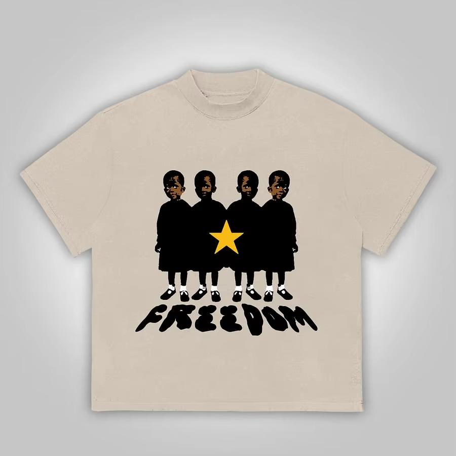 

Freedom Vintage Graphic Print 100% Cotton T-Shirt Men Y2K Summer Short Sleeves Harajuku Oversize Tshirt Streetwear Women Tops 5XL різнокольоровий