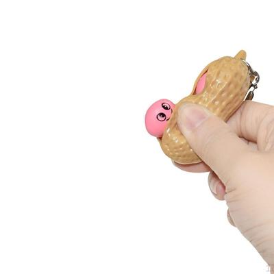 Jouets Fèves, Porte-clés Cacahuète Chaînes Extrudables Anti-Stress