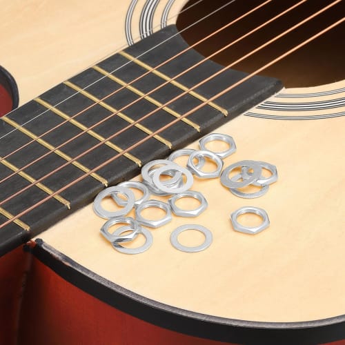 uxcell 4-Pack Guitar Nuts and Washers, 3/8" Guitar Input/Output Jack Socket Nuts for Guitar and Bass, Black and Silver