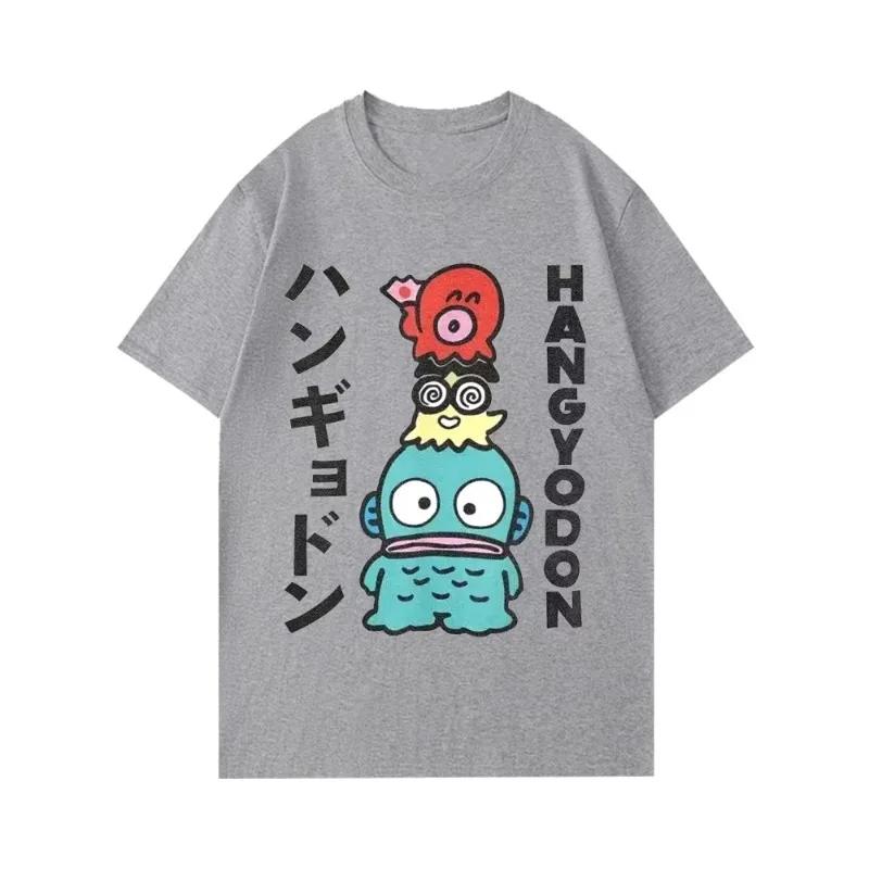 Hangyodon Japonské pro Muže Ženy Tričko Vintage Topy Košile Dámské Krátký Rukáv Léto Dámské Oblečení Y2k Top Dámské Oblečení