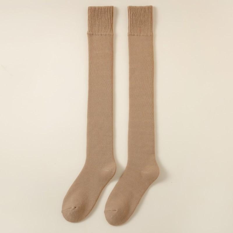 Socks Women'S Winter Fleece Thickened Women'S Fleece Knee Socks Warm Solid Color Pulled Floor Socks Stockings