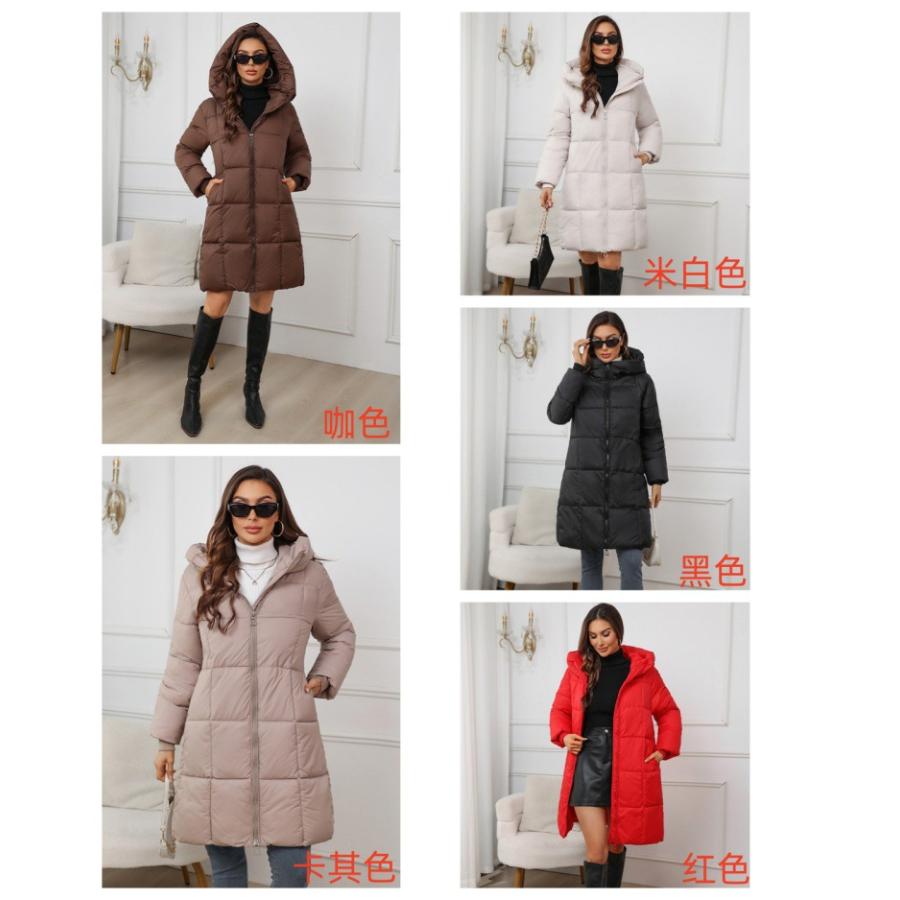 Parka con capucha para mujer invierno 2025, abrigo térmico de algodón de corte ajustado de longitud media con relleno de plumón, chaqueta acolchada cálida de invierno para clima frío