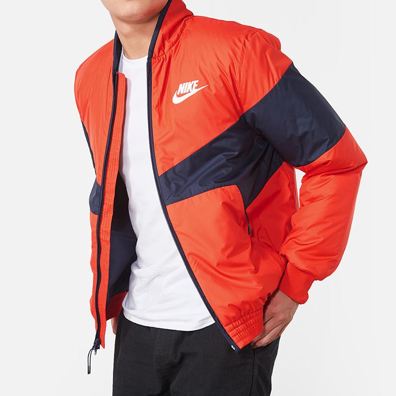 Nike Sports Casual Warm Color Block Jacket Men Jackets Red AJ1021-634