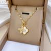 Double-Layer Flower Luxury Banquet Wedding Necklace Women'S Versatile Collarbone Chain Titanium Steel Chain