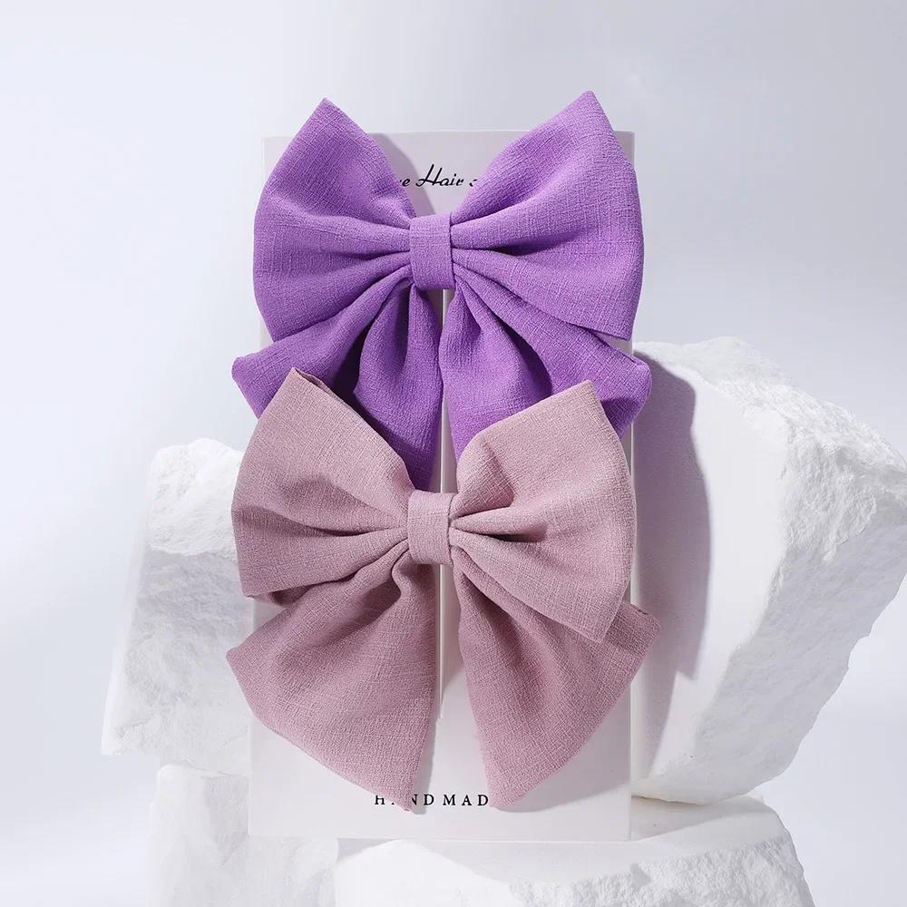 2 Pcs/lot Cute Solid Cotton Hair Bows With Clip For Girls Hair Clips Handmade Hairpins Barrettes Headwear Kids Hair Accessories