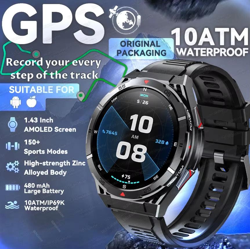 2025 Nowy Oryginalny Smartwatch GPS Ultra 466*466 HD Wyświetlacz AMOLED Sportowy Kompas Połączenia BT Wodoodporny IP69 Smart Bransoletka Dla HUAWEI