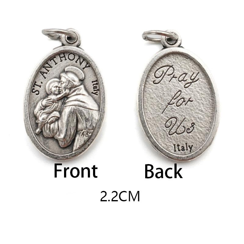 Breloques métalliques réversibles pour colliers, bracelets, accessoires de bricolage, grande médaille ovale de saint pour tout type de chaîne ou de collier, bijoux chrétiens