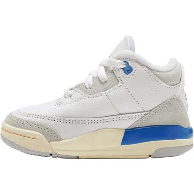 Air Jordan 3 Slip Resistant Abrasion Resistant Low Top Toddler Shoes White Blue Infant And Toddler DM0968-101