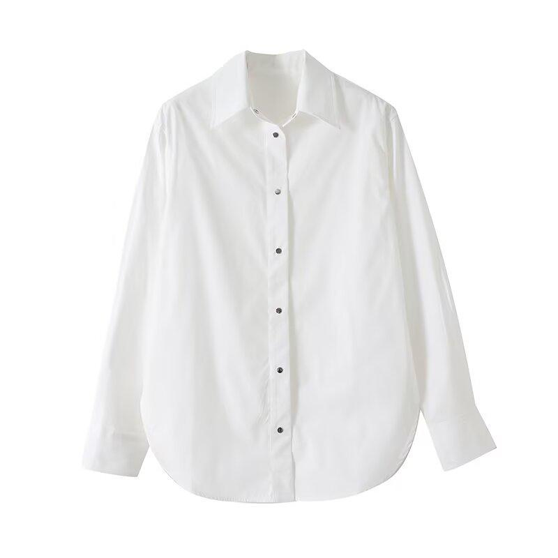 

M-Series White Loose Point Collar Shirt, Spring 2025: High-Count, High-Density Double-Sided Brushed Cotton - MBD4SHT001 Small белый