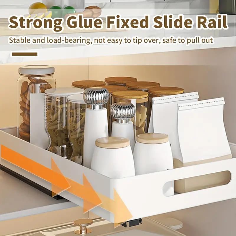 1pc Pull Out Organiser, Under Sink Shelf, Storage Cabinet, Kitchen Spice Rack, Slide Out Snack Organiser, Bathroom Vanity Basket