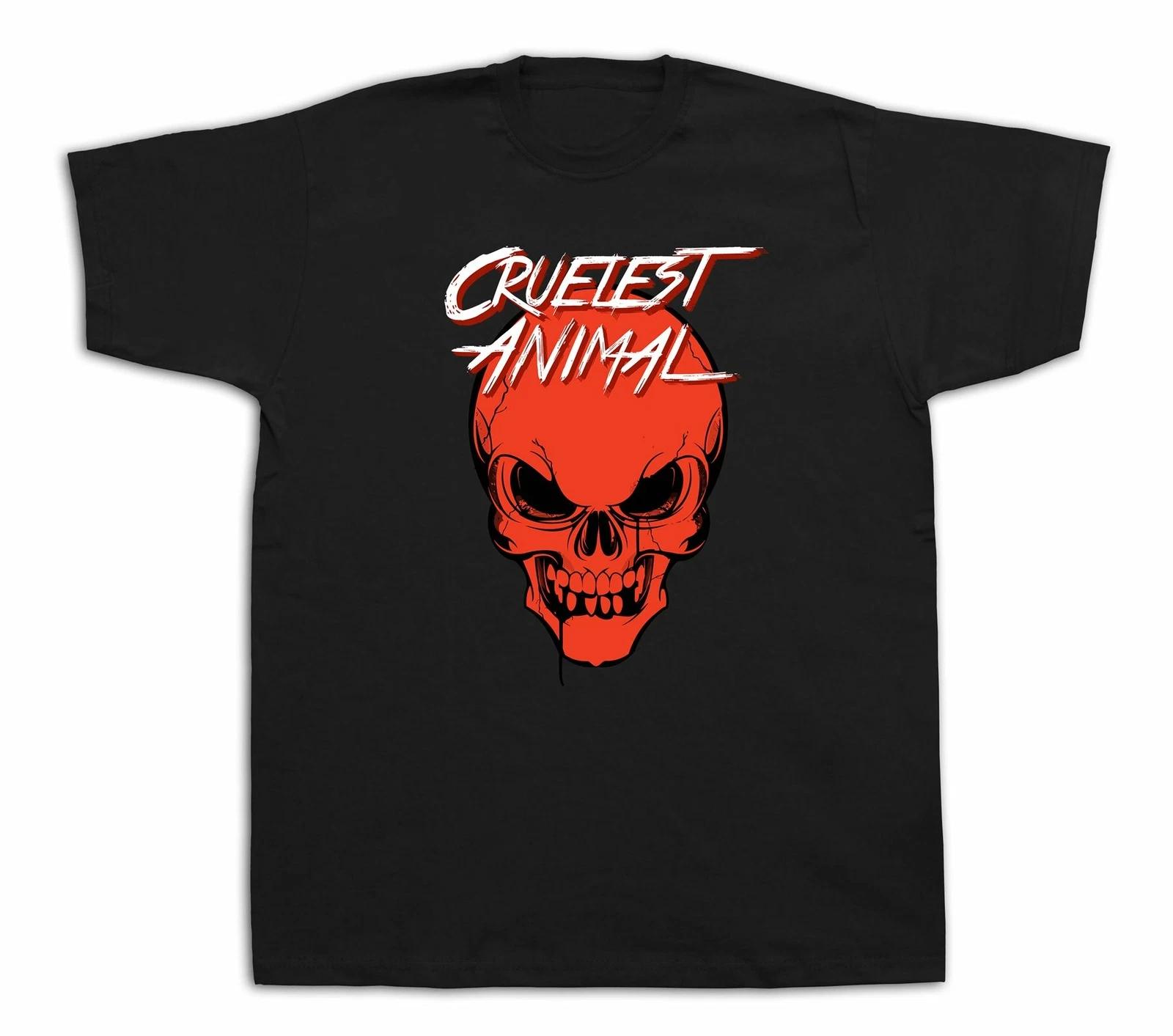 New Mens cotton Tshirt print Cruelest Animal freak skull funny stylish design S