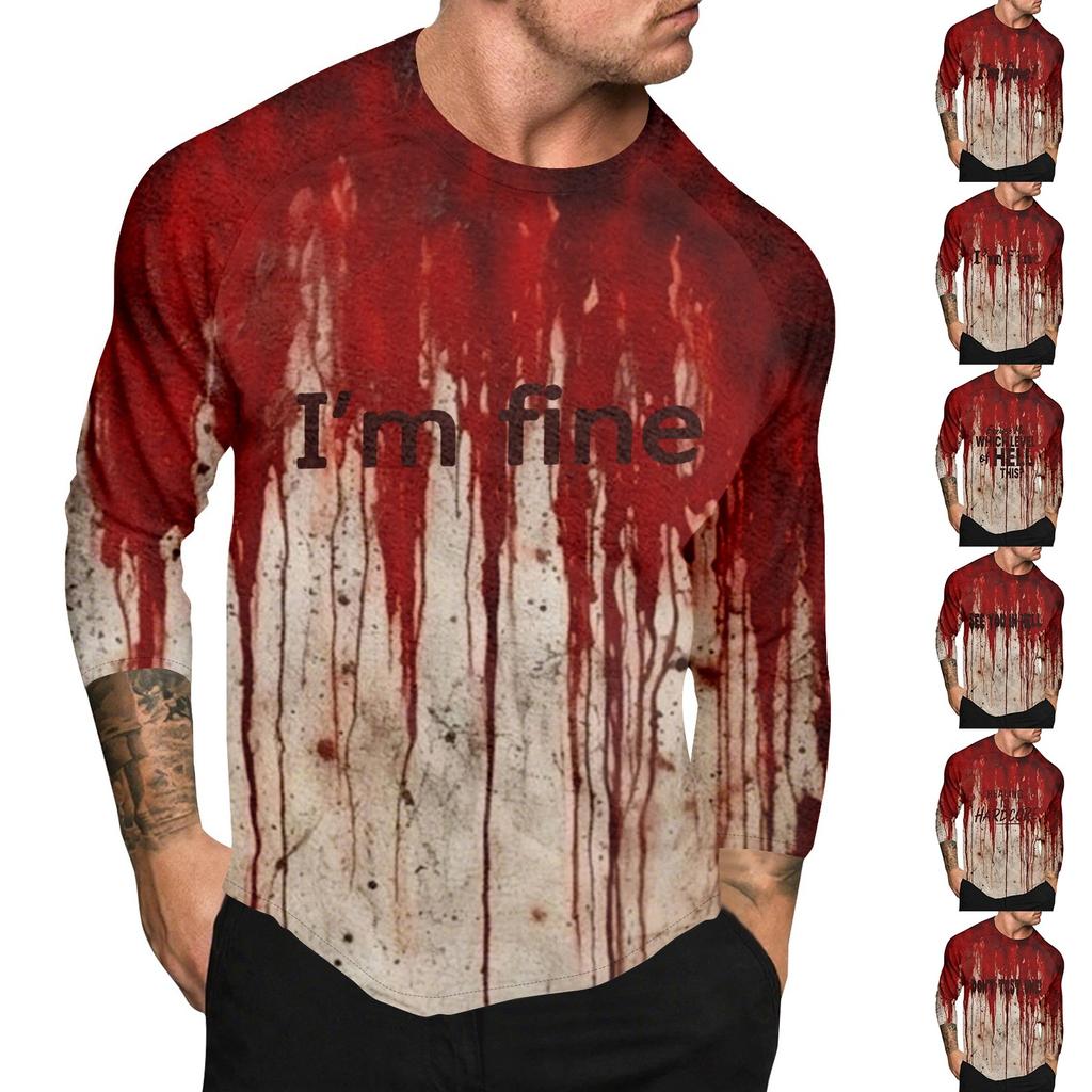 Halloween Print Raglan Sleeve Men's Long Sleeve Top