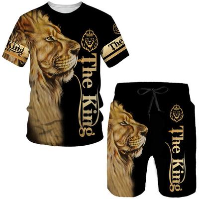 Cool The Lion King 3D Printed Men's Tees/Suit Fashion Short Sleeve T-Shirt&Shorts Summer Two Piece Set Hip Hop Couple Sportswear