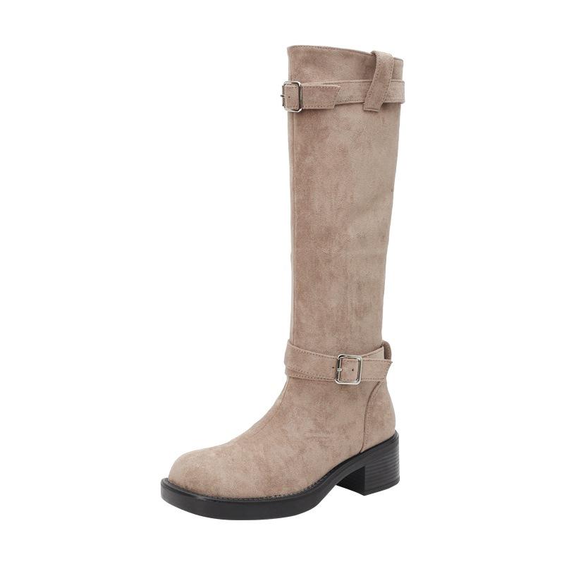 Two Wear Suede But Knee Boots Women's 2025 Autumn New Fashion Pleated Stacking Boots Maillard High Boots