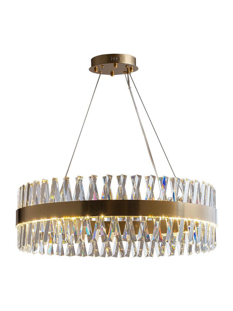 Amsterdam - Chandelier 60cm, LED Ring 3 Color 50W, Brushed Brass K9 Crystal