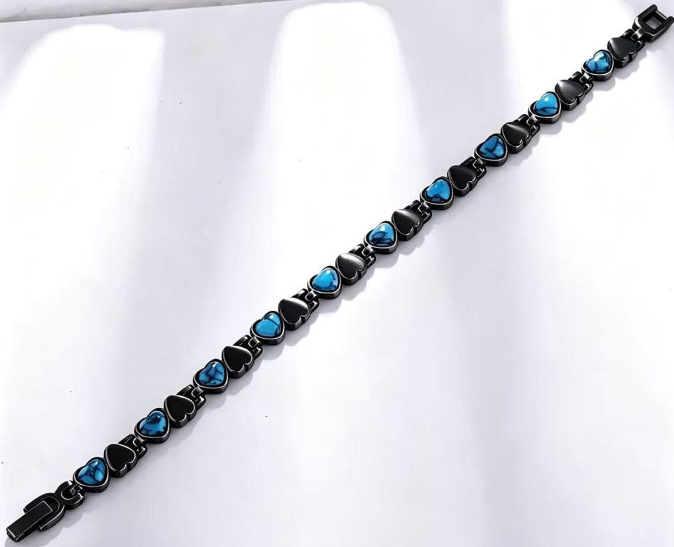 Retro Versatile Turquoise Full Magnetic Adjustable Heart Anti-Fatigue Bracelet