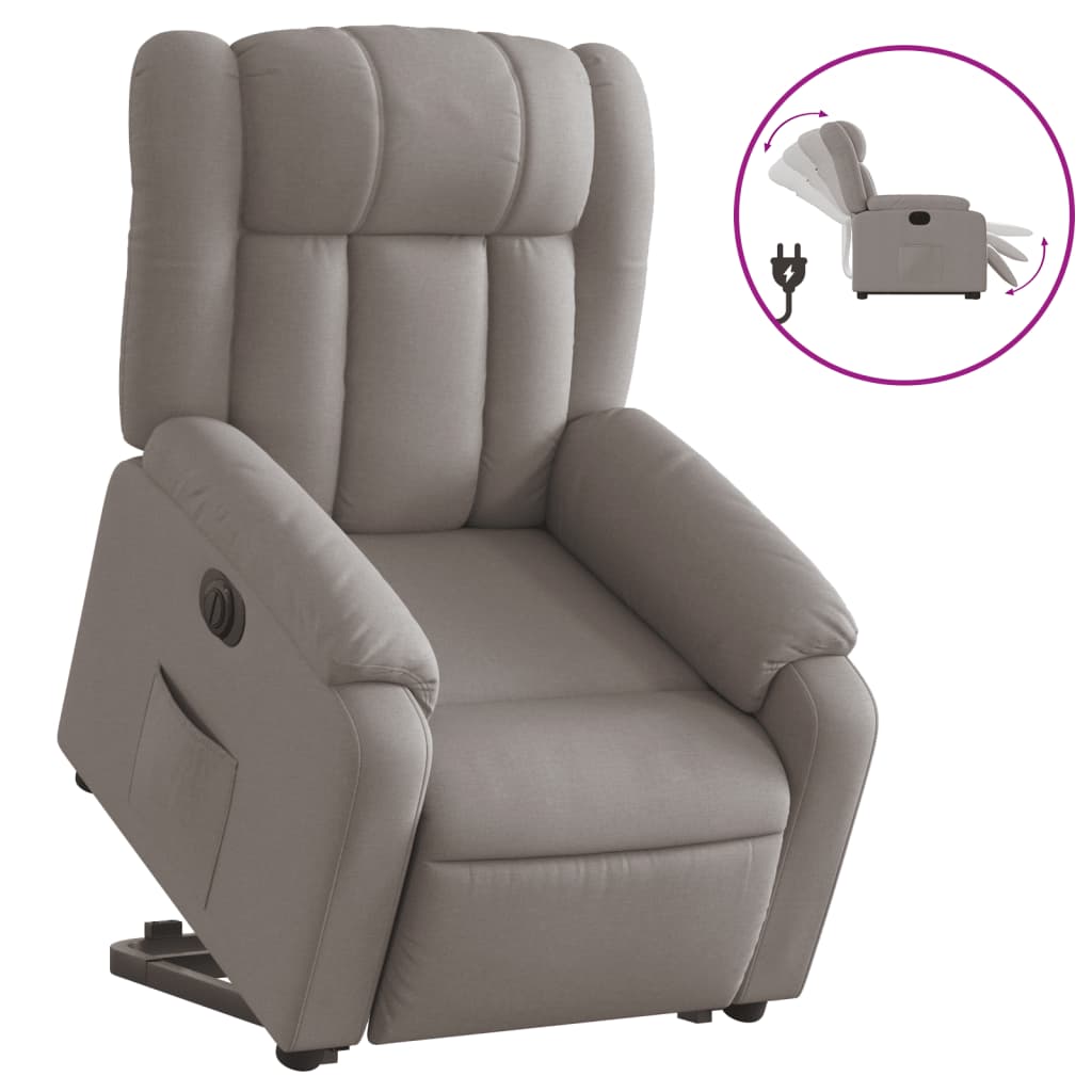 Vidaxl Lift and Tilt Recliner, Electric, Taupe Color, Fabric