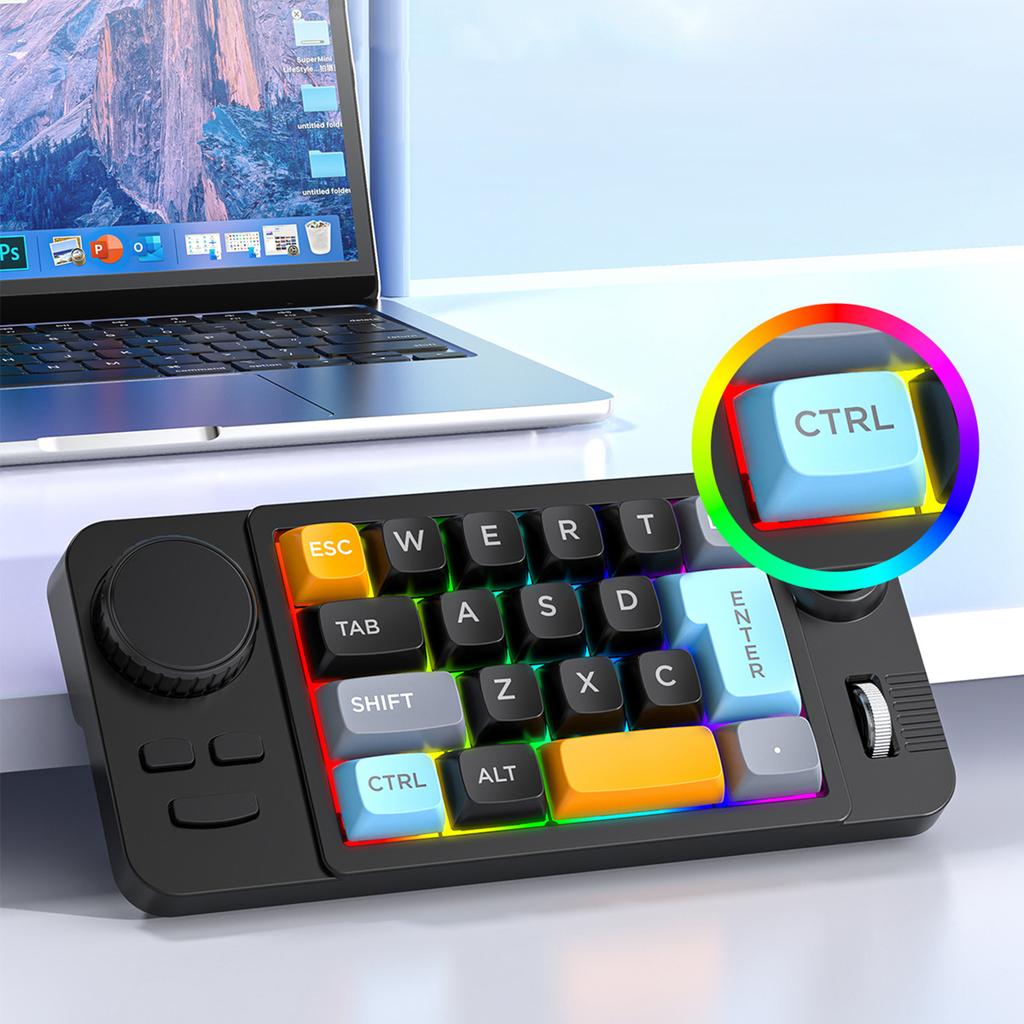 19 Key Hot Swap Wired Mechanical Keyboard Programmable Gaming Keyboard with Volume Scroll Numeric Keyboard for Win8/10/Mac PC