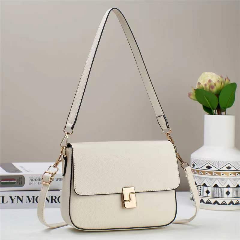 Niche High-quality Lychee Pattern PU Material Small Square Bag Simple and Versatile Underarm Bag One Shoulder Slanted Straddle Women's Bag