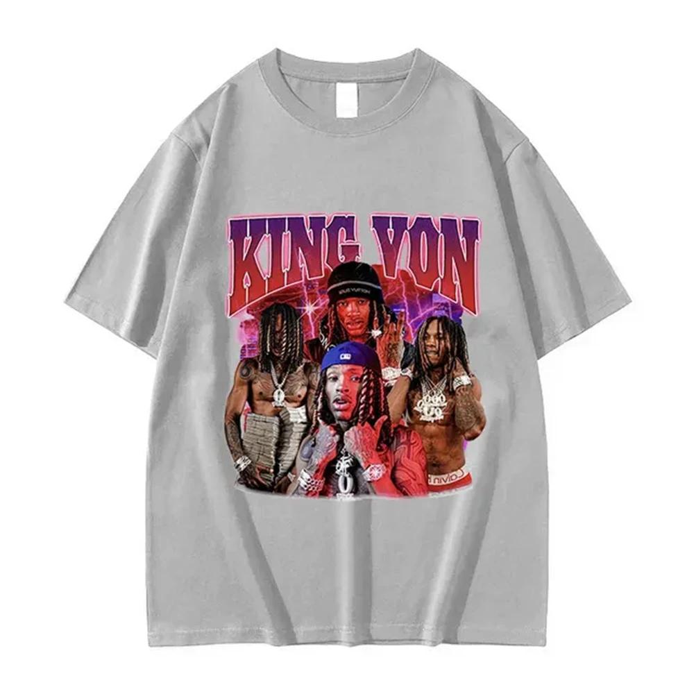 Rapper K-King Von Graphic T Shirt Men's Hip Hop Gothic Fashion Short Sleeve T-shirts Oversized T-shirt Streetwear 80312