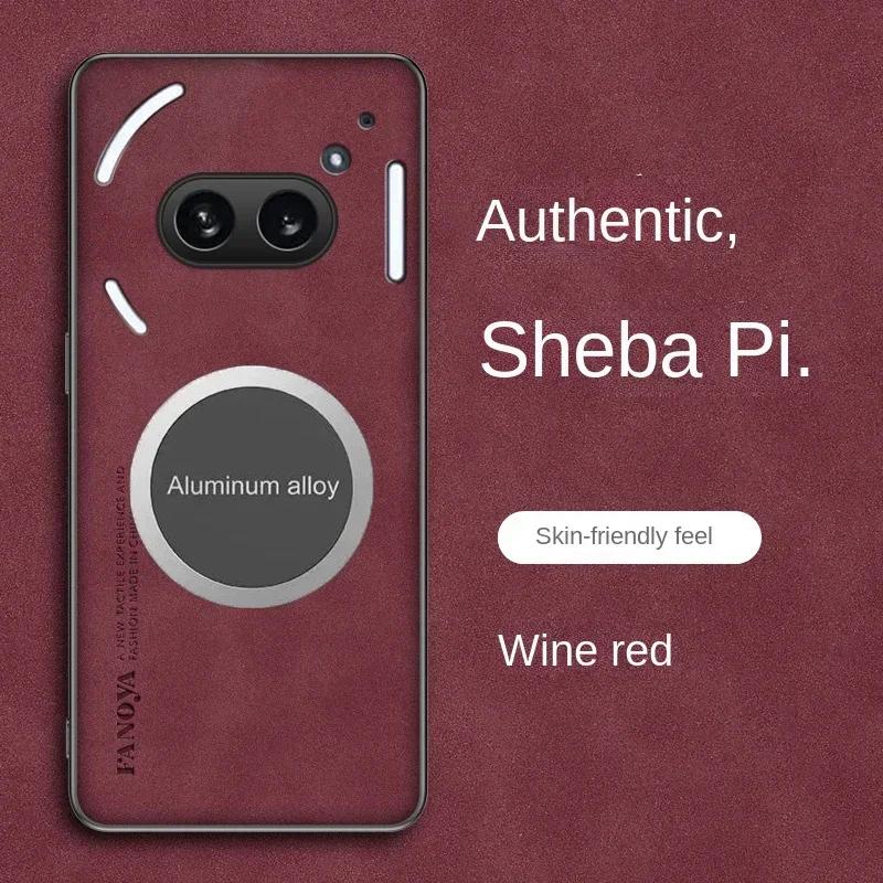 

Business Retro Matte Lambskin Leather Case For Nothing Phone CMF 3A 2A 1 Pro Metal Magnetic Car Holder PU+TPU Soft Protect Cover Nothing Phone (2)