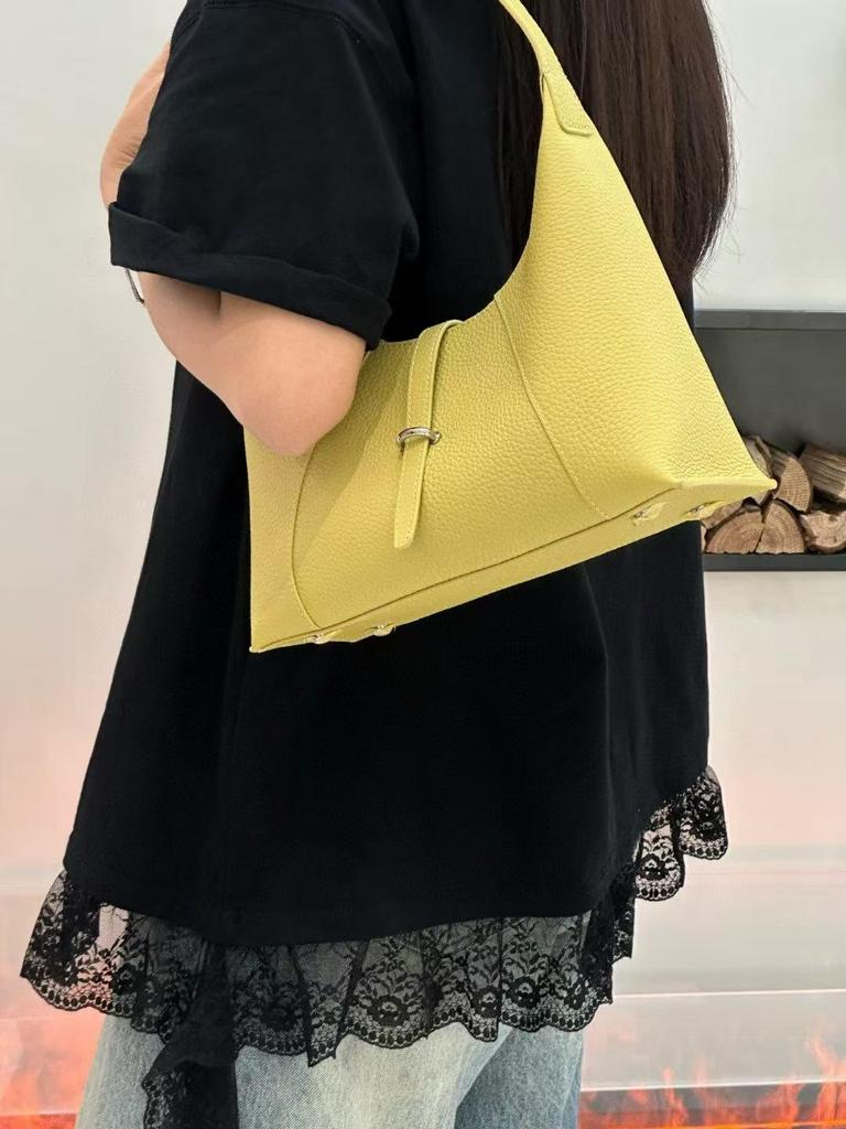 2025 Korean Style Genuine Leather Underarm Bag - Women's Versatile Fashionable Crescent Baguette Handbag