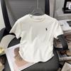 European Style Horse Logo Slim Fit Pleated Short-Sleeve T-Shirt 2026