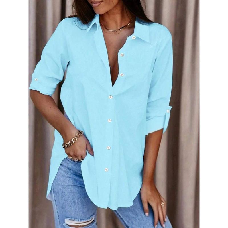 

Plus Size Loose Mid-Length Long Shirt - L 73066 Cross-Border S