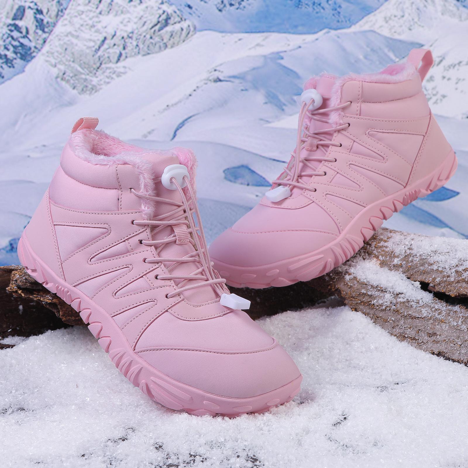 

Теплые флисовые пятипалые ботинки: Износостойкая, нескользящая зимняя обувь для мужчин и женщин Size 39 розовый