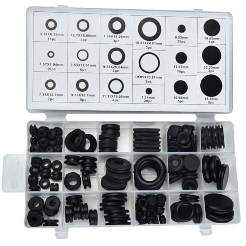 Cable Grommets, Rubber Grommets, Grommet Set, Double-Sided Protection, Wiring Protection, Grommet Set, Rubber Bushings, 18 Sizes, Cable Protection, 12