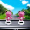 Bobble Head Green Frog Decoration Solar Powered Shaking Head Frog Car Dashboard Ornament Educational Cartoon Animal Toy