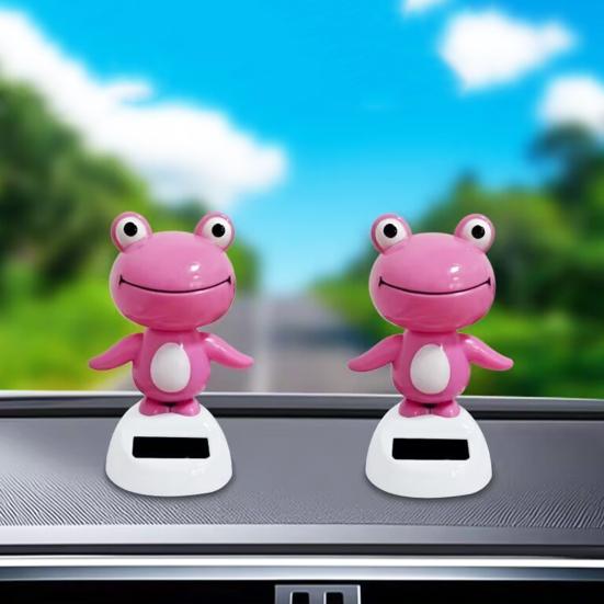 Bobble Head Green Frog Decoration Solar Powered Shaking Head Frog Car Dashboard Ornament Educational Cartoon Animal Toy