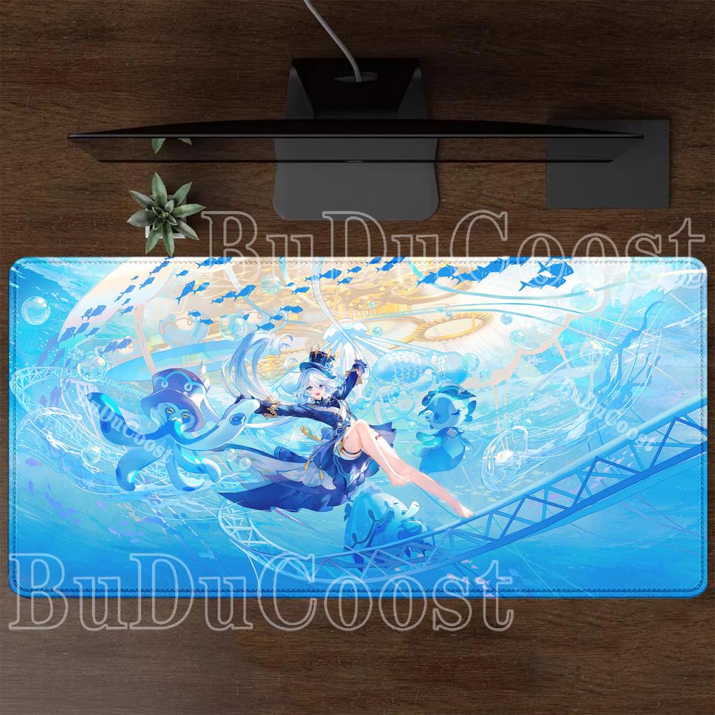 New HD Printing Pretty Genshin Impact Furina Anime XXL Mousepad Office Kawaii Girl Desk Mat Keyboard Mouse Pad Mice Mat Carpet