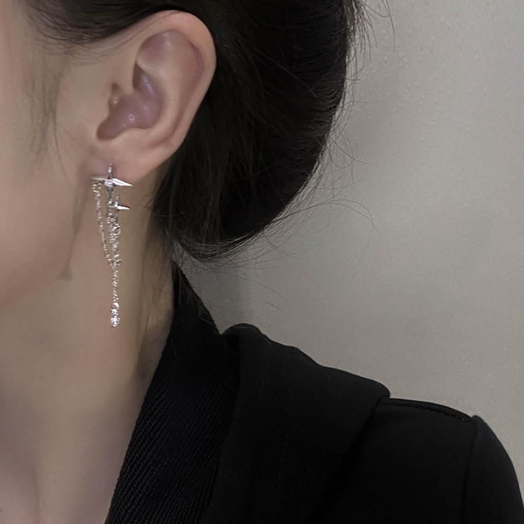 Trend Four-Pointed Star Stud Earrings Niche Design Sense Hip-hop Geometric Crossed Earrings All-matched Ear Jewelry