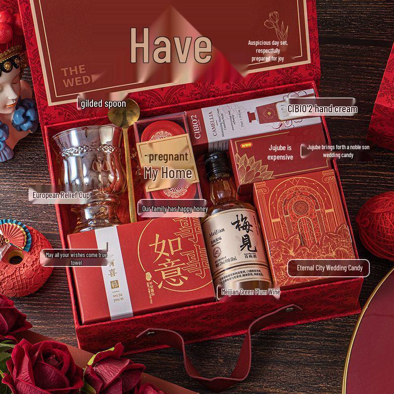 Freudiges Hochzeitsgastgeschenk-Set: Elegante Handtaschen-Geschenkbox für Brautjungfern und weibliche Gäste