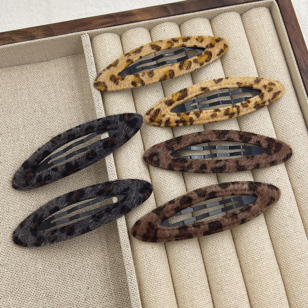 Korean Leopard Print Hair Clip for Babies - Forehead, Side Bangs, Back of Head Accessory for Autumn & Winter.