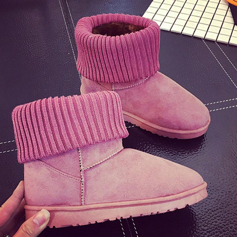 Fashion Classic Quality Winter Women's Shoes Knitting Woolen Edge Woman Snow Boots Female Ankle Boots Warm Cotton Shoes WSH4997
