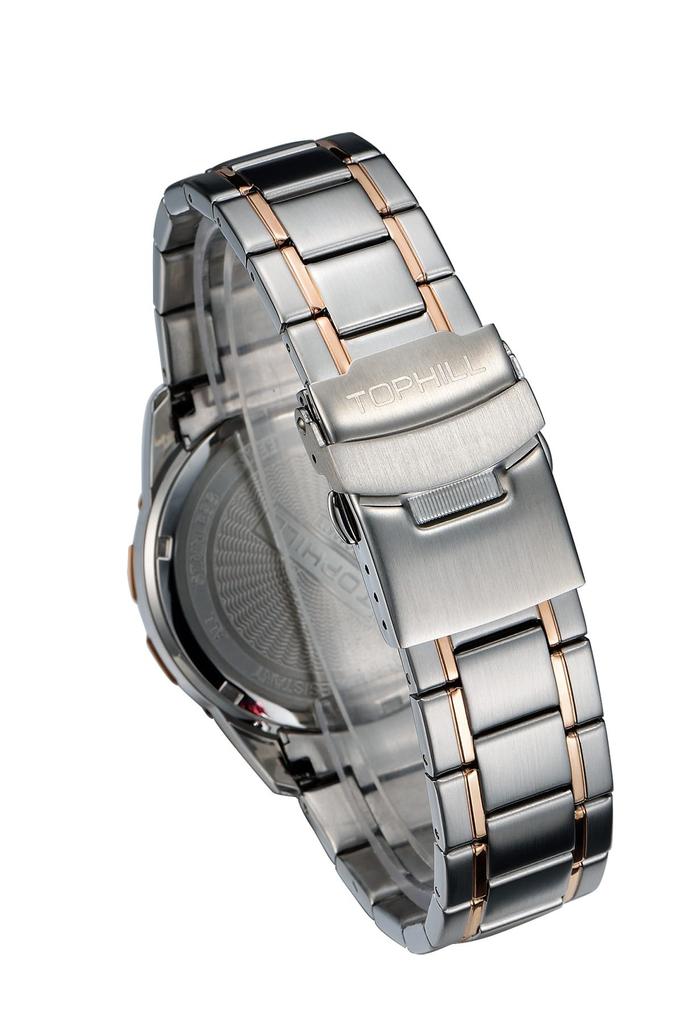 TOPHILL Watch Business Quartz Arm Watch Chronograph 316L Stainless Steel Band Easy To See Luminous 50M Water Resistant Present Arm Watch for Men Rose