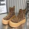 Fashion Platform Women Leopard Ankle Boots Suede Flats Fashion Shoes Woman 2025 Trend Winter Casual Sneakers Cozy Mujer Snow Botas Goth
