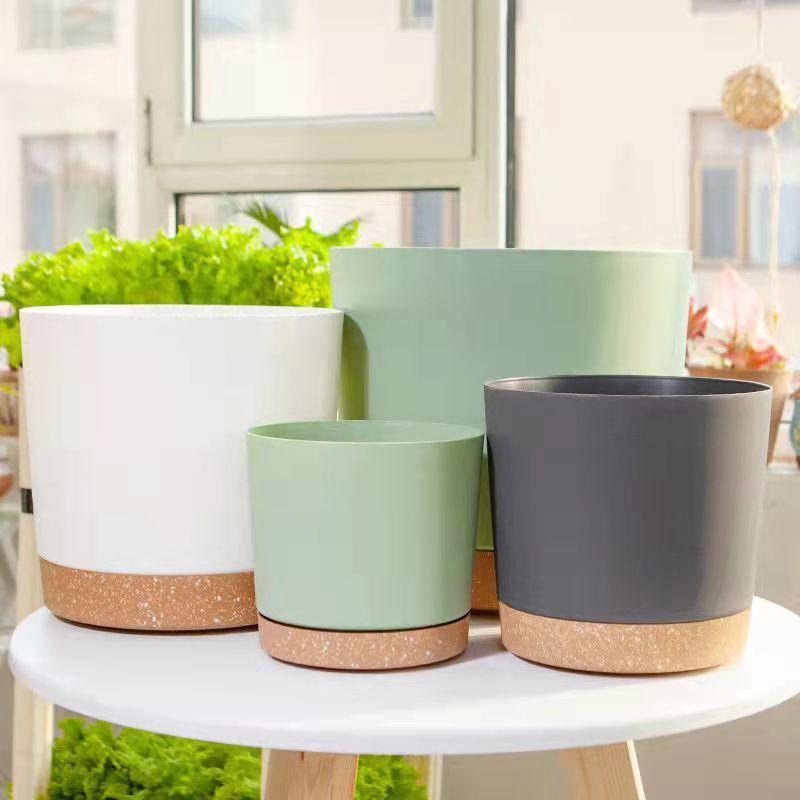 Plastic Flowerpot Flower Plant Pot Balcony Courtyard Potted Plants Bonsai Flowerpot with Drainage Home Garden Tray macetas