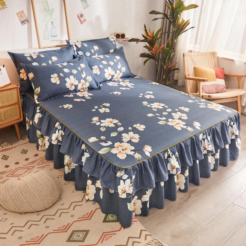 Korean-Style Brushed Princess Bed Skirt - Double-Sided Thickened Simmons Cover