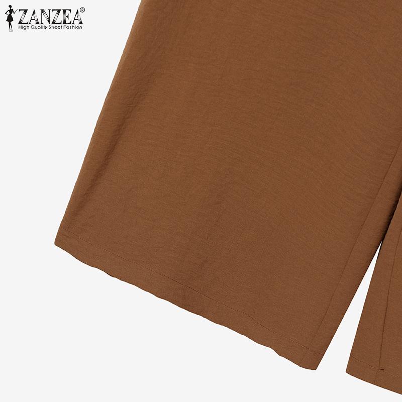 ZANZEA Lässiges zweiteiliges Anzug-Set für Damen mit langärmeliger Bluse und Hose