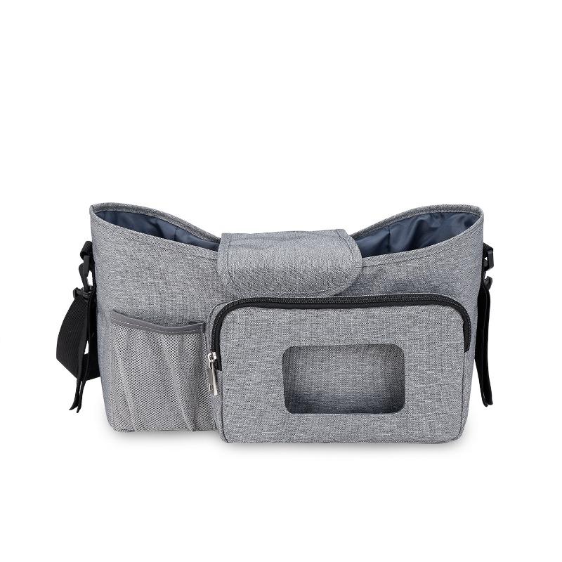 Baby Stroller Organizer Bag – Waterproof Polyester Diaper Caddy with Wipes Pocket & Shoulder Strap for Mom Travel Outdoor